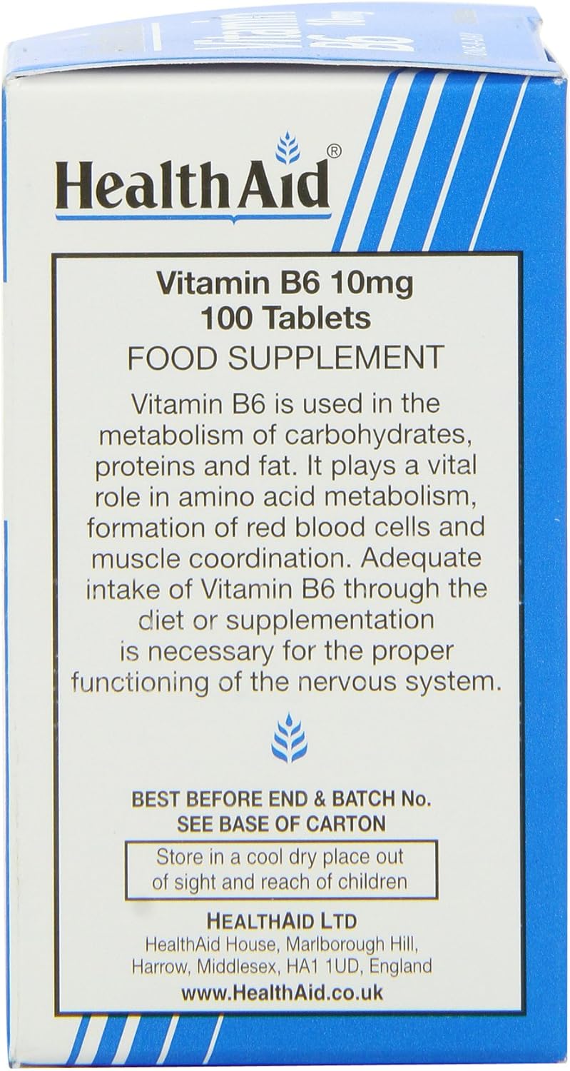 HealthAid Vitamina B6 (Piridoxina HCl) 10mg - 100 Comprimidos