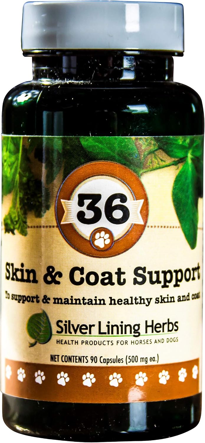 Silver Lining Herbs 36 Canine Skin & Coat Support - Suplemento herbal natural para perros - 90 cápsulas