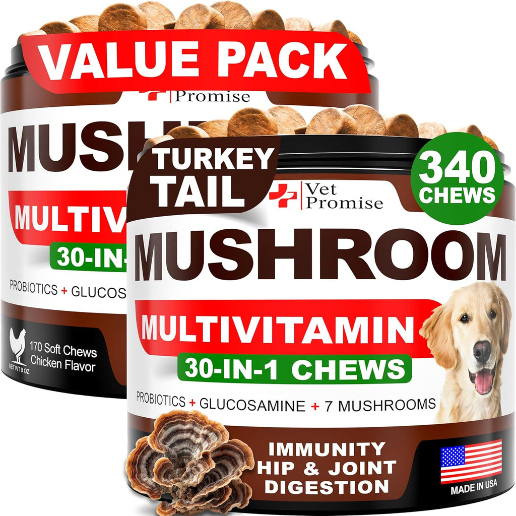 Paquete de 2: Multivitamínico masticable para perros con glucosamina - Apoyo articular, inmunidad y energía - 240 comprimidos