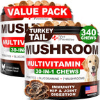Paquete de 2: Multivitamínico masticable para perros con glucosamina - Apoyo articular, inmunidad y energía - 240 comprimidos