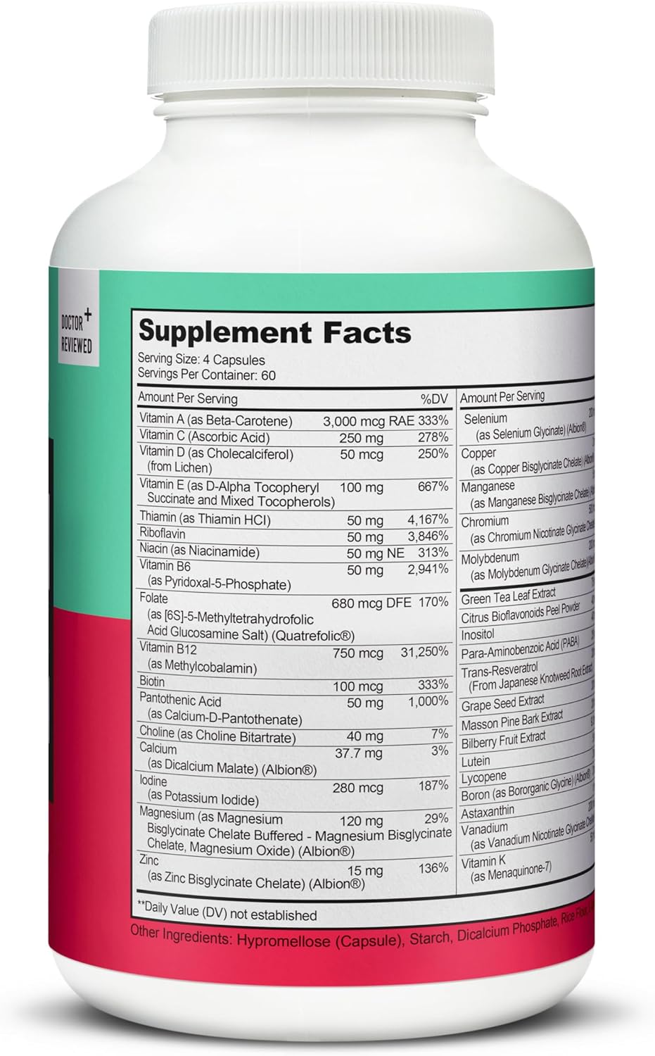 Multivitamínico Lively Vitamin Co - 37 Vitaminas, Minerales y Extractos - 240 Cápsulas Vegetarianas