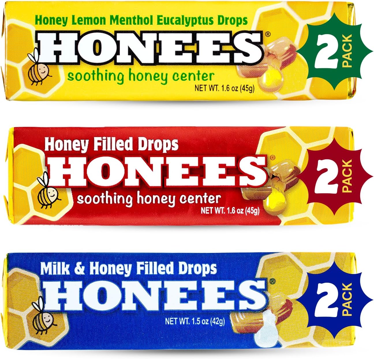 Honees Pastillas para la Tos con Miel, Mentol y Eucalipto - 54 Caramelos