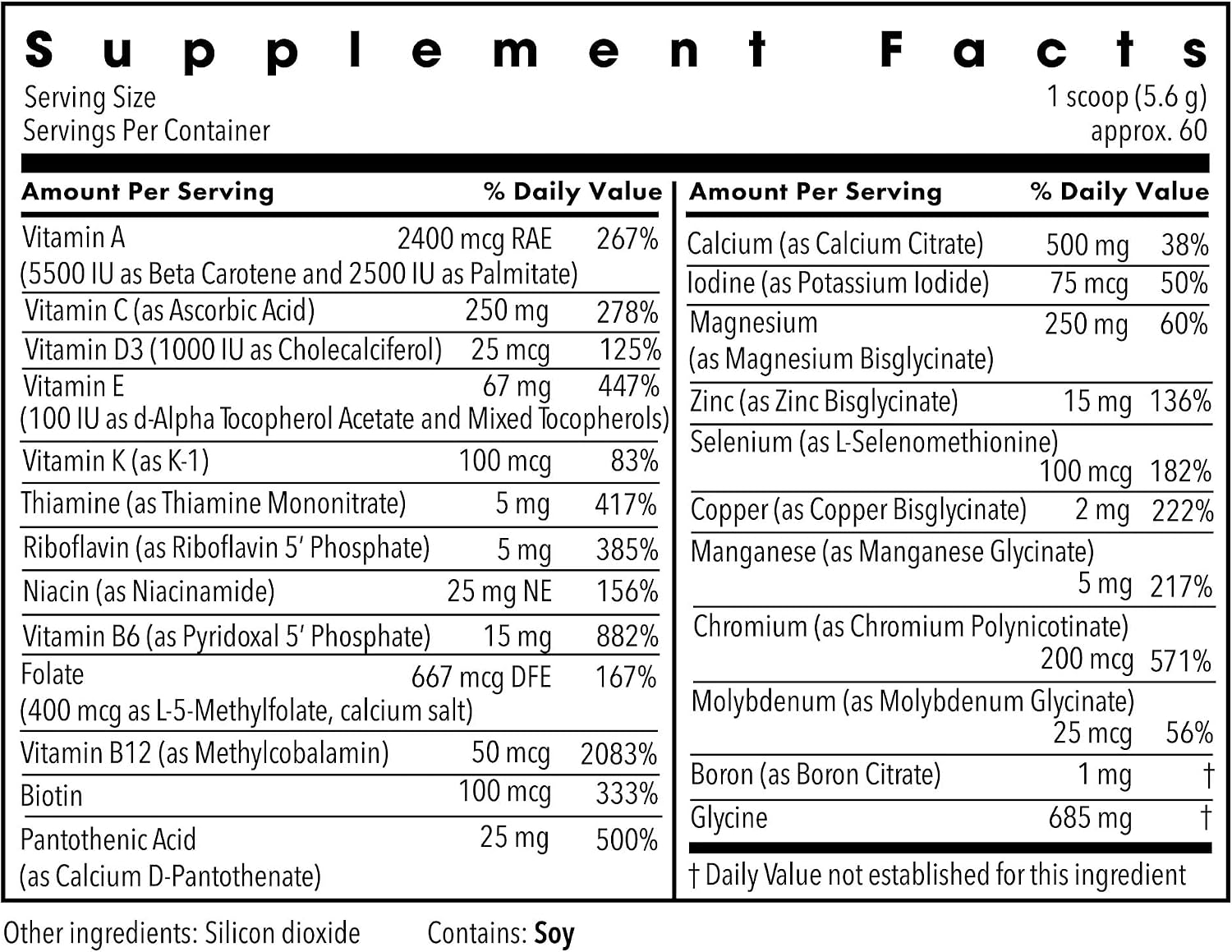 Metabolic Maintenance Vitamin Mineral Base Powder - Polvo Multivitamínico Completo - Vitaminas Activas y Minerales Quelados - 60 Dosis (311 g)