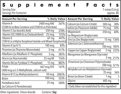 Metabolic Maintenance Vitamin Mineral Base Powder - Polvo Multivitamínico Completo - Vitaminas Activas y Minerales Quelados – Image 2