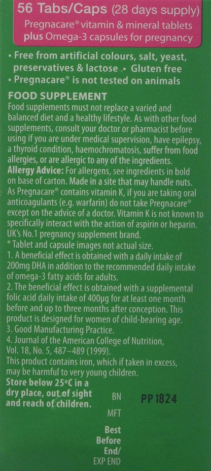 Vitabiotics Pregnacare Plus 56 comprimidos – DHA (ácido docosahexaenoico): Un ácido graso omega-3 que contribuye – Image 2