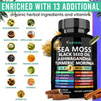 Adndale Sea Moss Capsules - Mezcla de 18 Ingredientes con Ashwagandha y Cúrcuma - 180 Cápsulas