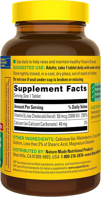 Nature Made Vitamina D3 2000 IU (50 mcg) - – Sistema inmunitario: Contribuye al funcionamiento normal del sistema – Image 8