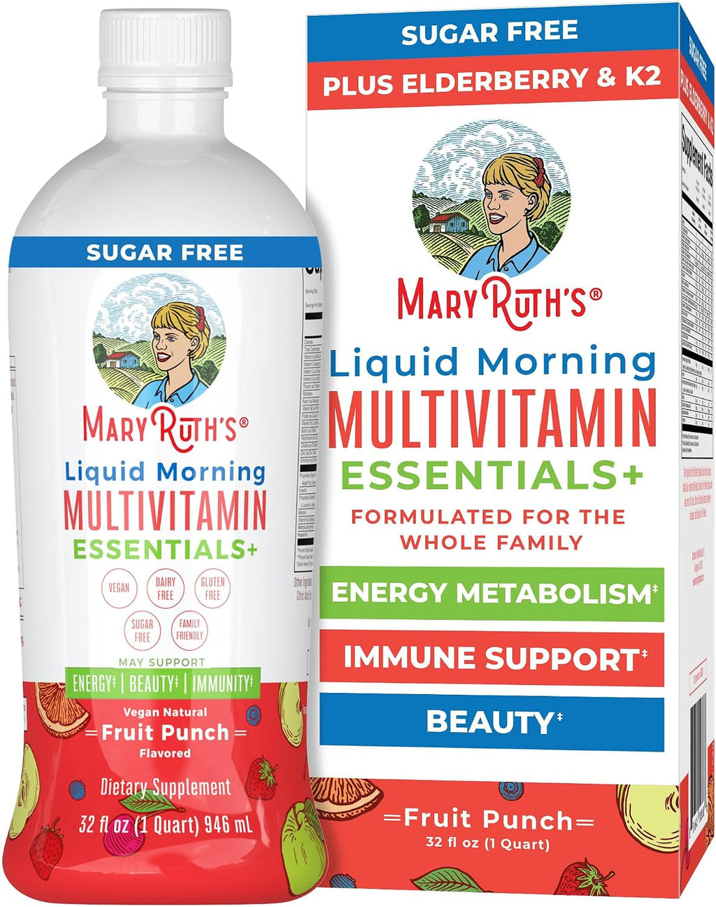 MaryRuth's Liquid Morning Multivitamin Essentials+ - Multivitamínico Líquido para Adultos y Niños - 946 ml