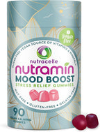 NUTRAMIN Mood Boost Gomitas Multivitamínicas - Deliciosas gomitas antiestrés con magnesio, ashwagandha y vitaminas del grupo B para la calma y el enfoque - Sin azúcar, veganas, sin gluten (90 unidades)