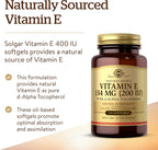 Solgar Vitamina E 200 UI Alfa - 100 Cápsulas Blandas Naturales