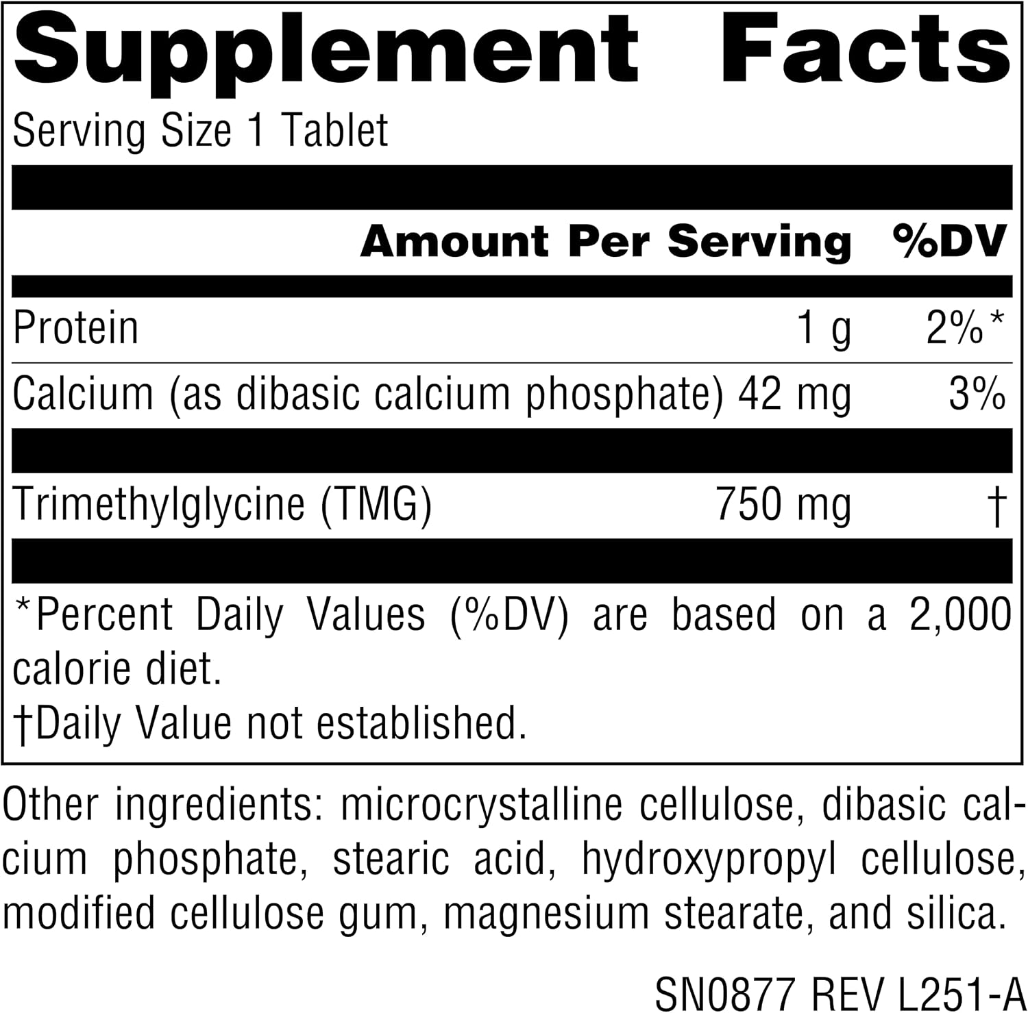 Source Naturals TMG (Trimetilglicina) - 750 mg - 120 Comprimidos Vegetarianos
