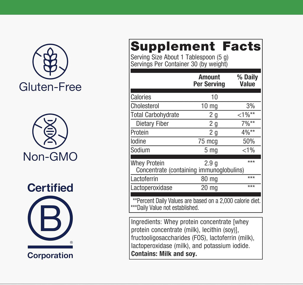Metagenics Probioplex Intensive Care - Polvo prebiótico con lactoferrina y lactoperoxidasa - 150 g