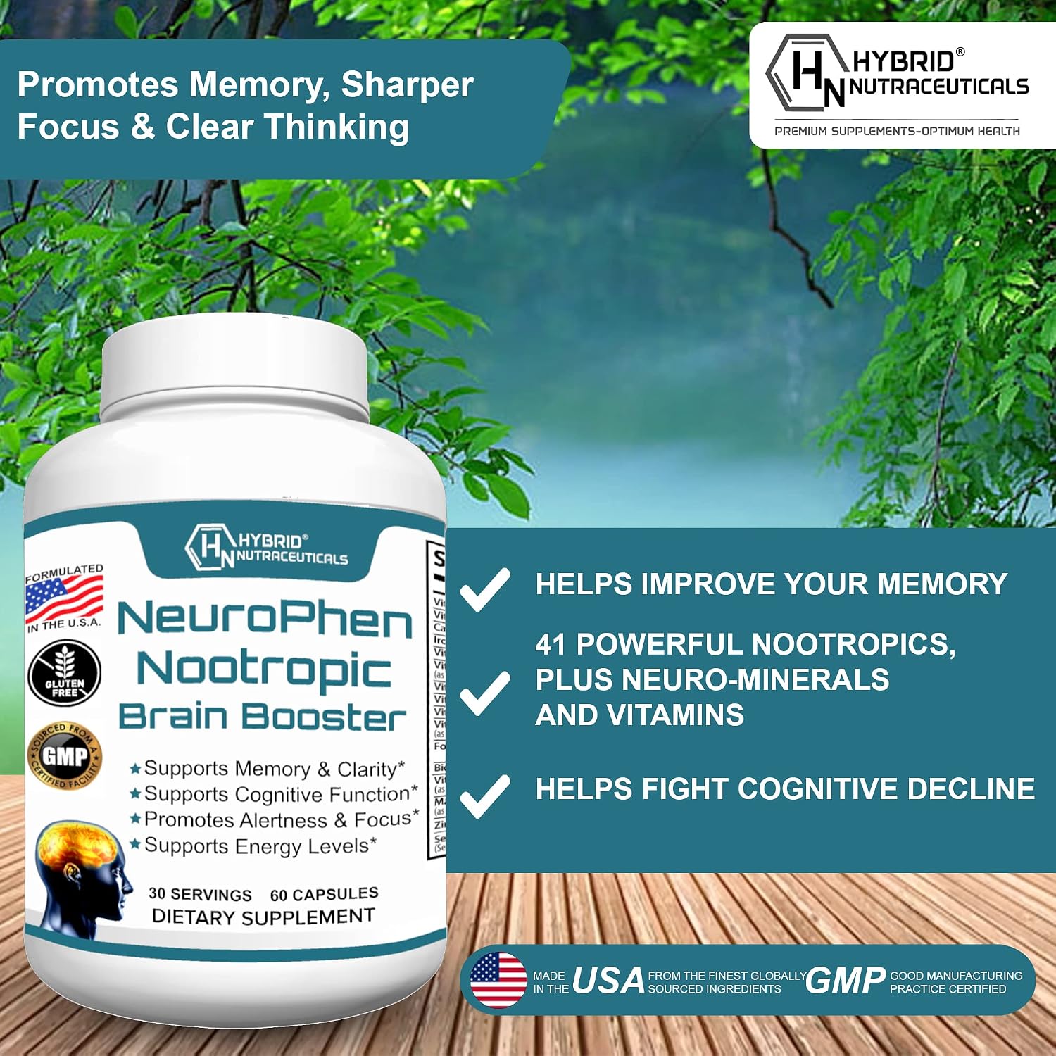 NeuroPhen Suplemento Potenciador Cerebral Nootrópico - 60 Cápsulas