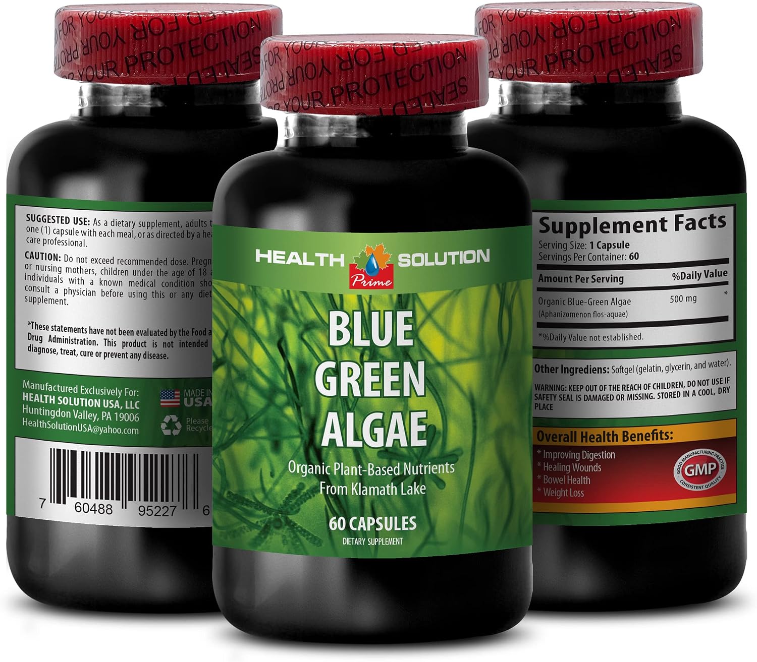 Klamath Blue-Green Algae Capsules - 2 Bottles with 60 Capsules