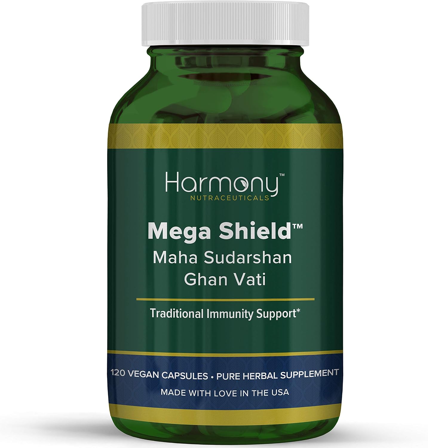 Mahasudarshan Ghan Vati Mega Shield – 120 Cápsulas Veganas – Harmony Nutraceuticals