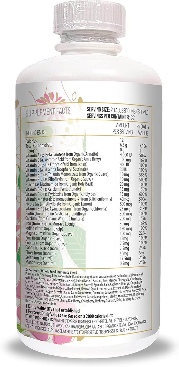 Actif Organic Bariatric Liquid Support - Complejo Multivitamínico Orgánico con 25+ Vitaminas y Minerales - 946 ml