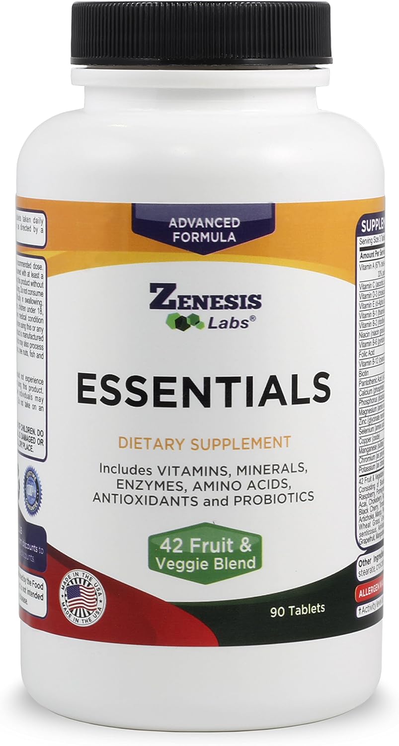 Essentials Natural Multivitamin - with Minerals, Enzymes, and Probiotics - 90 Tablets