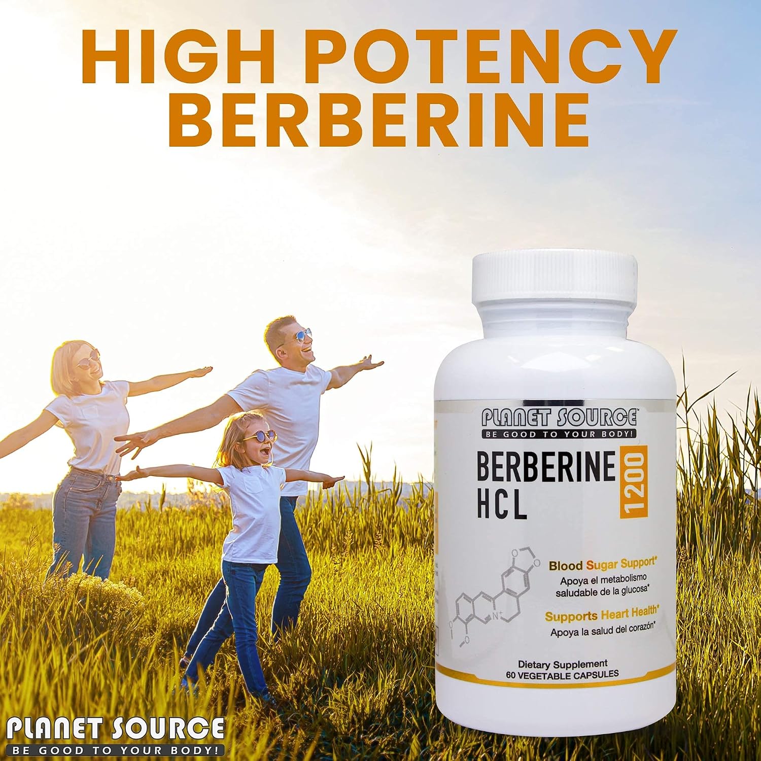 Planet Source Berberine HCl 1200 mg - 60 Cápsulas