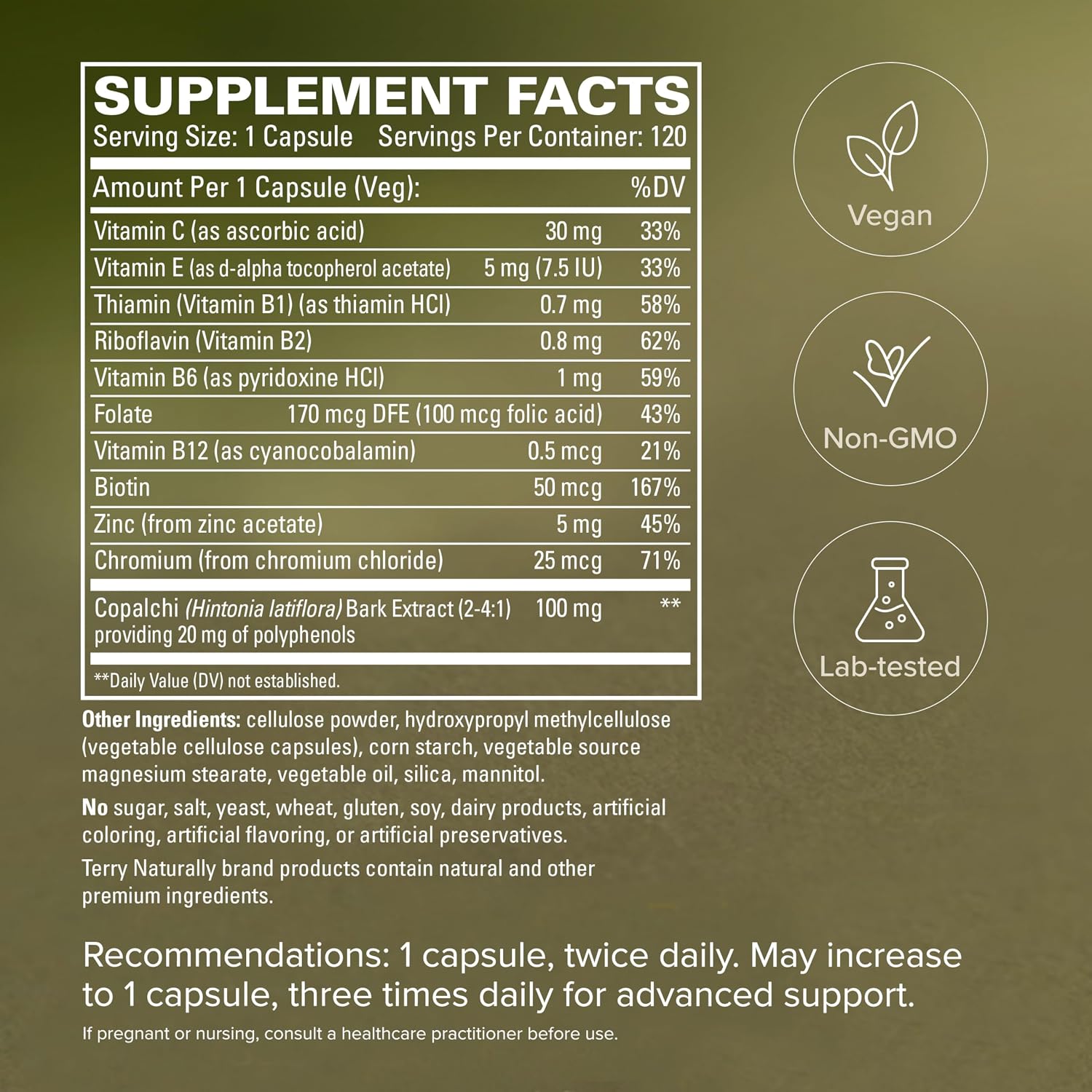 Terry Naturally Sucontral D - Complejo B con Folato, Zinc y Cromo - 60 Cápsulas