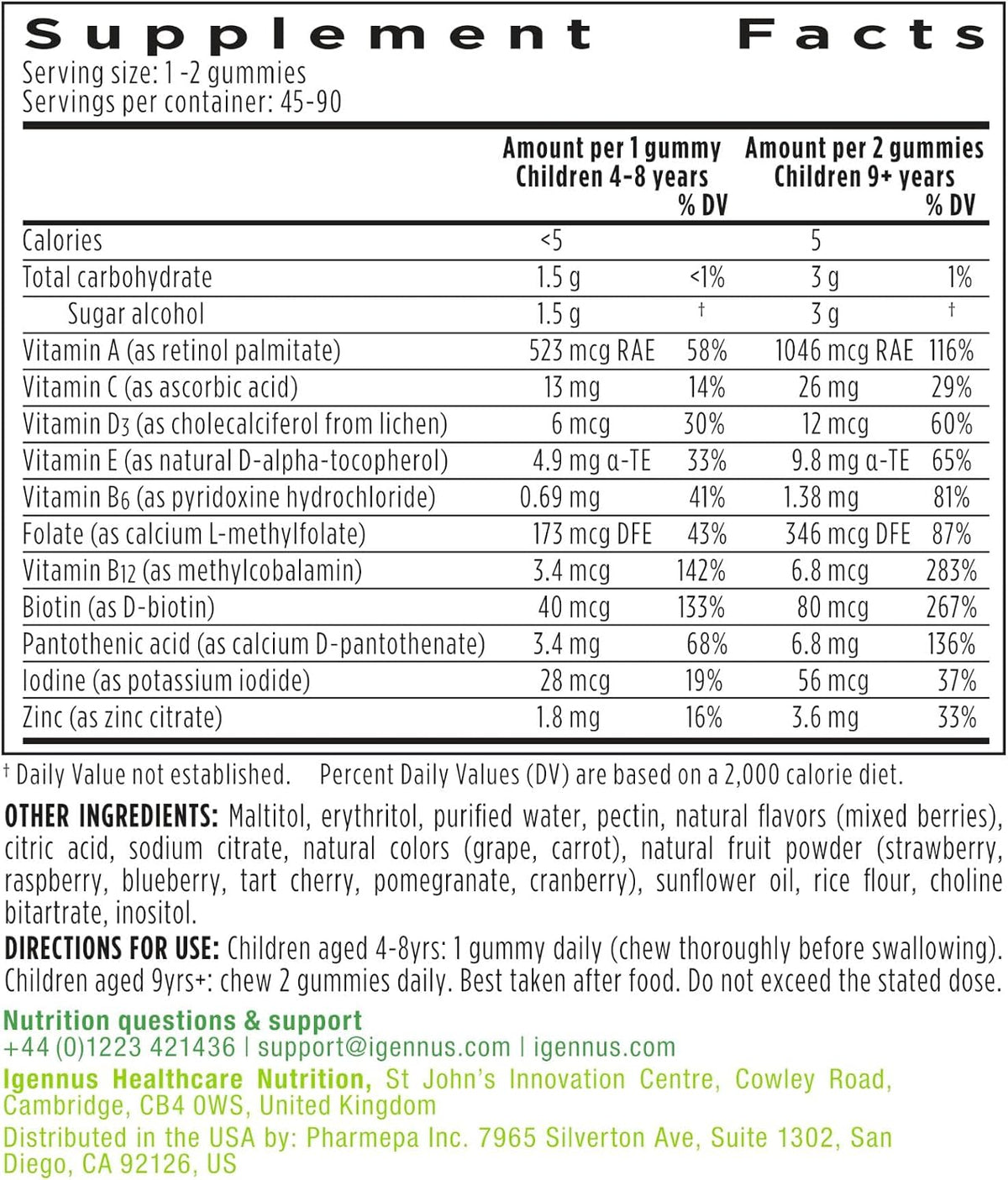 Igennus Methylated Kids Multivitamin Gummies – Zinc y Yodo: El zinc contribuye al crecimiento normal de los niños – Image 6