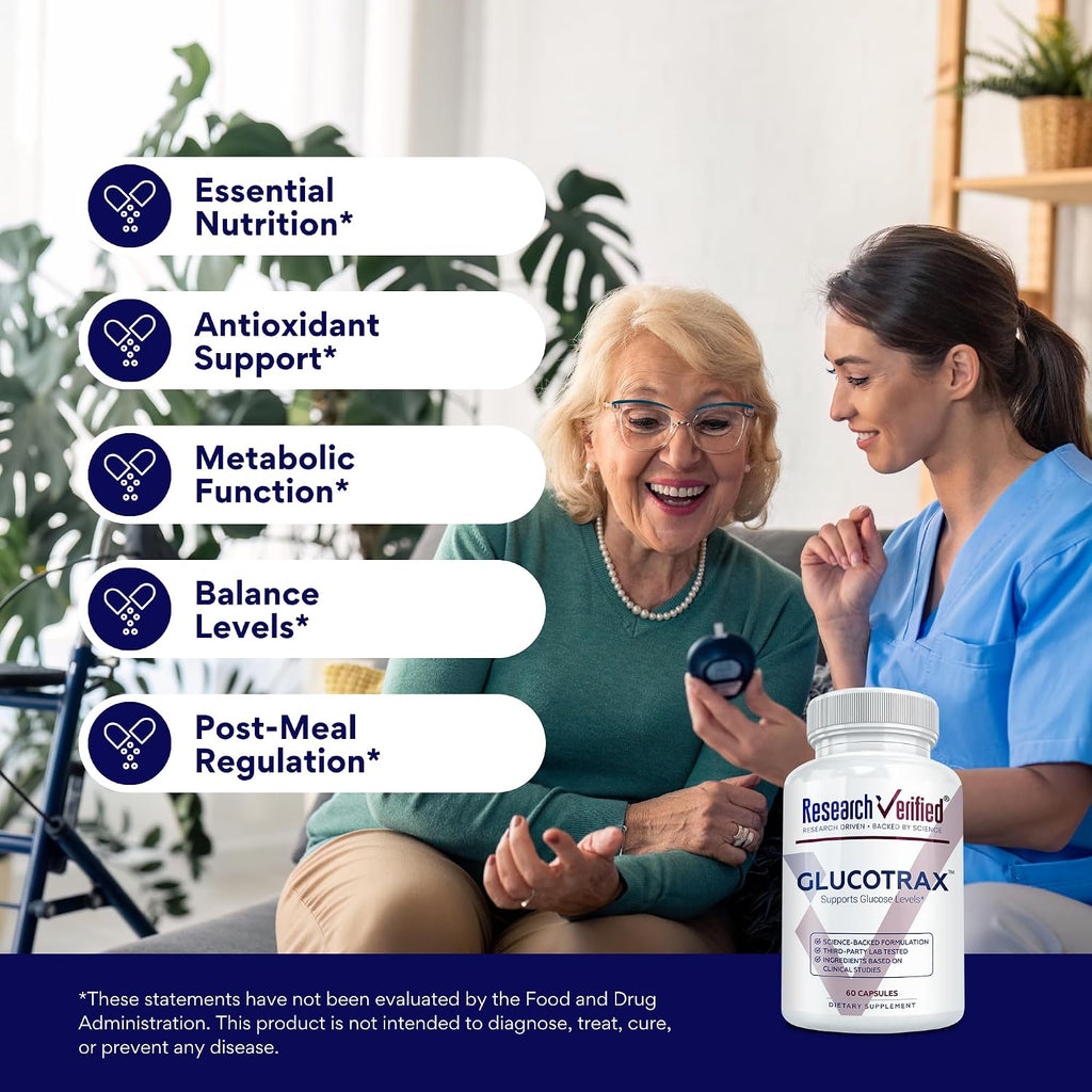 Research Verified Glucotrax - Berberina, Cromo Picolinato, Canela, Gymnema - 180 Cápsulas