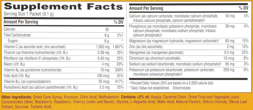 Emergen-C Frambuesa 1000 mg - Vitamina C Efervescente, Pack de 3 x 30 Sobres