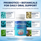 PurDentix Probiótico Oral – Fórmula de 4 Cepas para Encías y Dientes Saludables – 180 Comprimidos Masticables