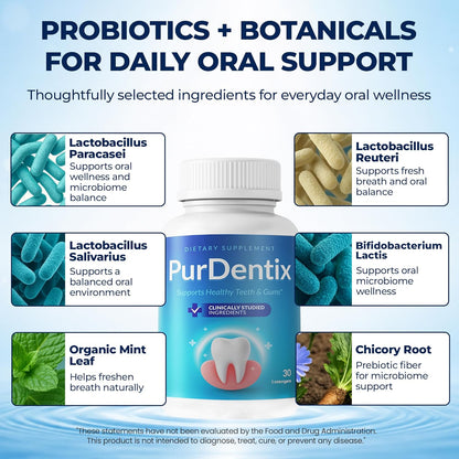 PurDentix Probiótico Oral – Fórmula de 4 – Lactobacillus salivarius: Una cepa habitual en la cavidad oral que – Image 4