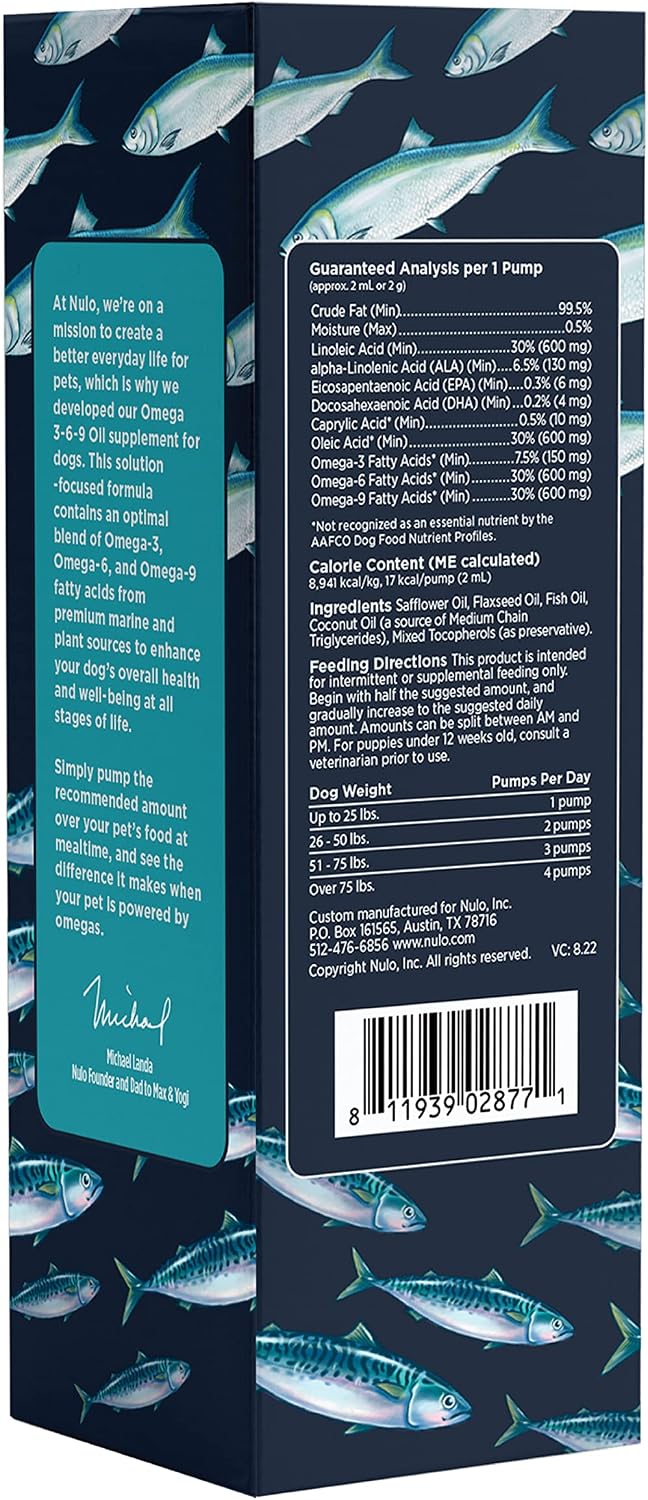Nulo Omega 3-6-9 Aceite de Pescado para Perros y Cachorros – Apoya la Salud de la Piel, el Pelaje, las Articulaciones y el Corazón – 473 ml