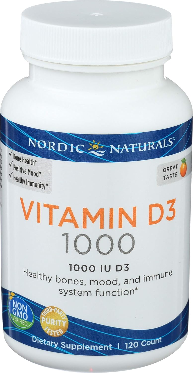 Vitamina D3 1000 UI de Nordic Naturals - 120 mini cápsulas blandas sabor naranja