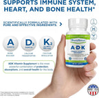 Power By Naturals ADK – Suplemento de Vitaminas A, D3 y K2 MK-7 – 60 Cápsulas