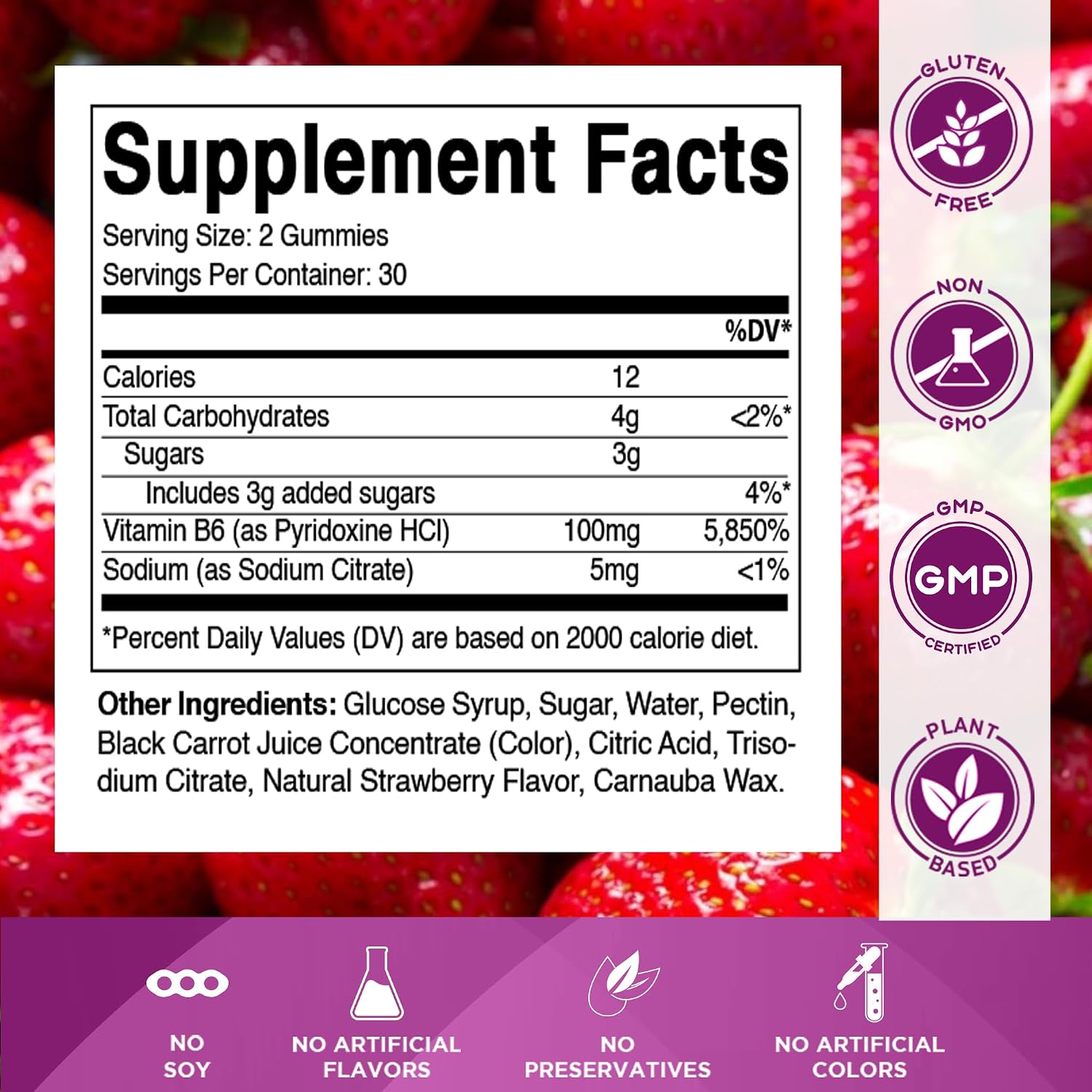 Vitamatic Vitamina B6 100mg - Gomitas de Pectina con Sabor a Bayas - 60 Unidades
