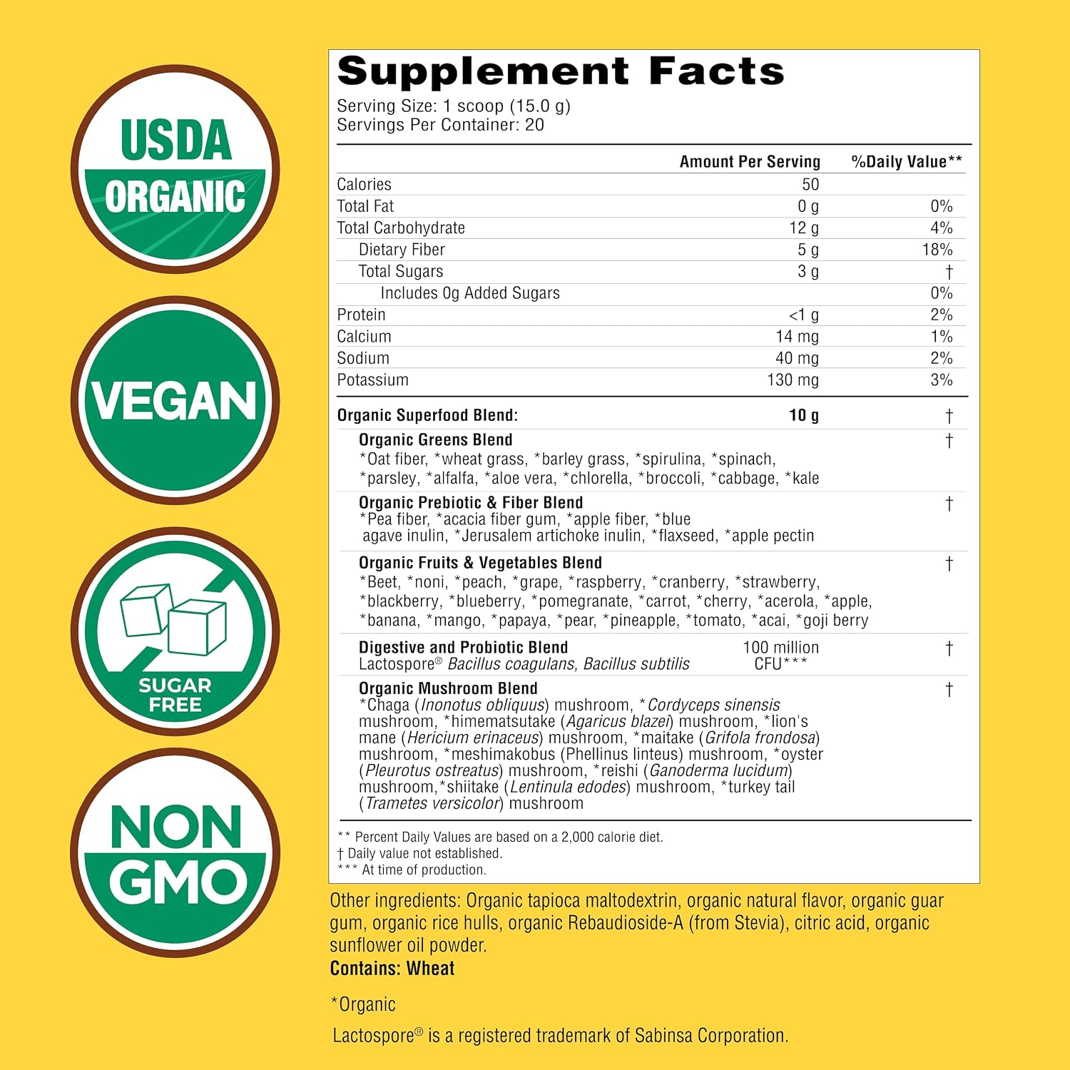 Country Farms Super Greens Apple Banana – Mezcla ecológica en polvo, 40 raciones (2 envases)