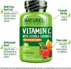 NATURELO Vitamina C con Acerola Ecológica y Bioflavonoides Cítricos - 500 mg por Cápsula - 180 Cápsulas