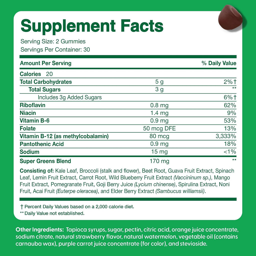 Feel Great Super Green Gummies para Niños | Gominolas de Frutas y Verduras | Multivitamínico Vegano