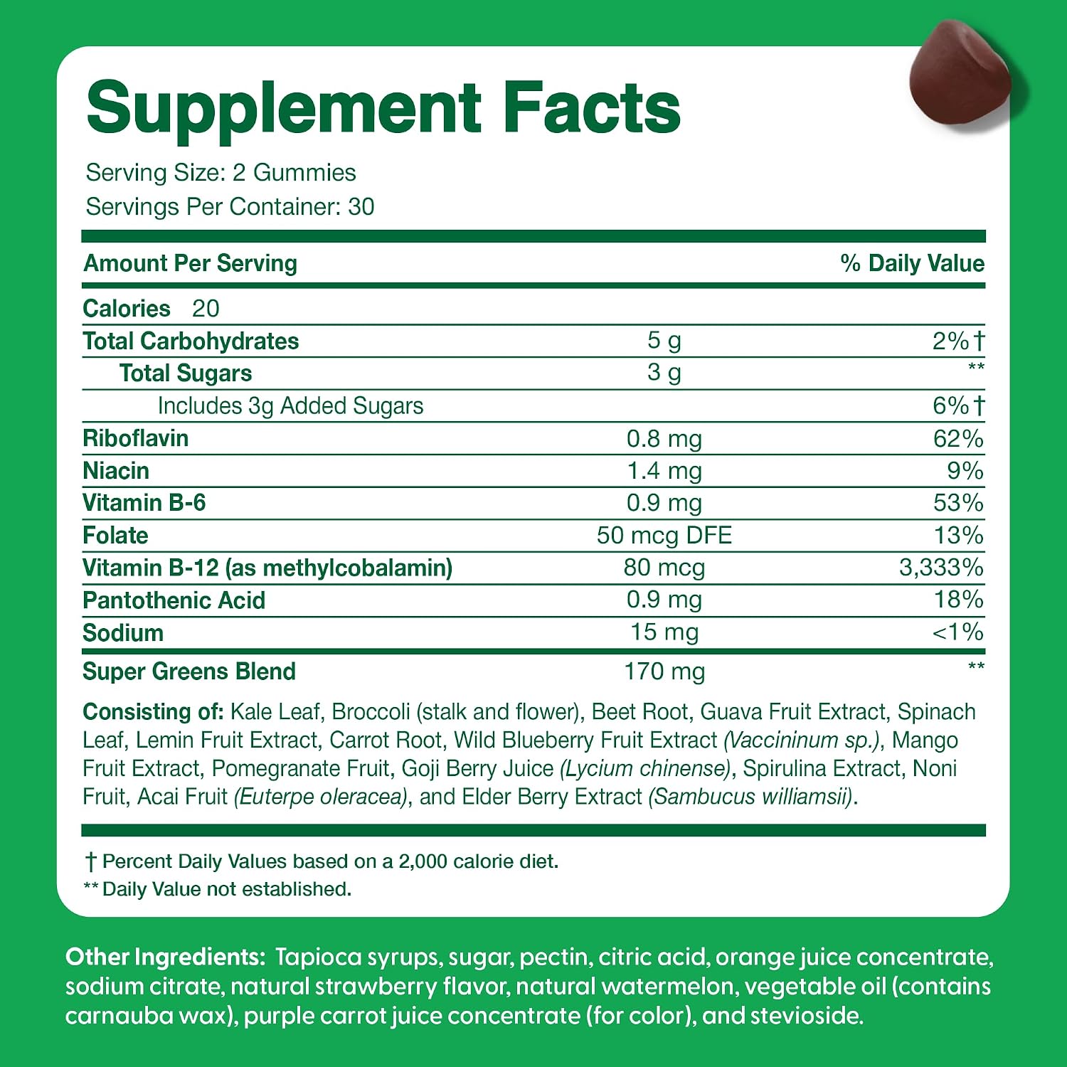 Feel Great Super Green Gummies para Niños | Gominolas de Frutas y Verduras | Multivitamínico Vegano