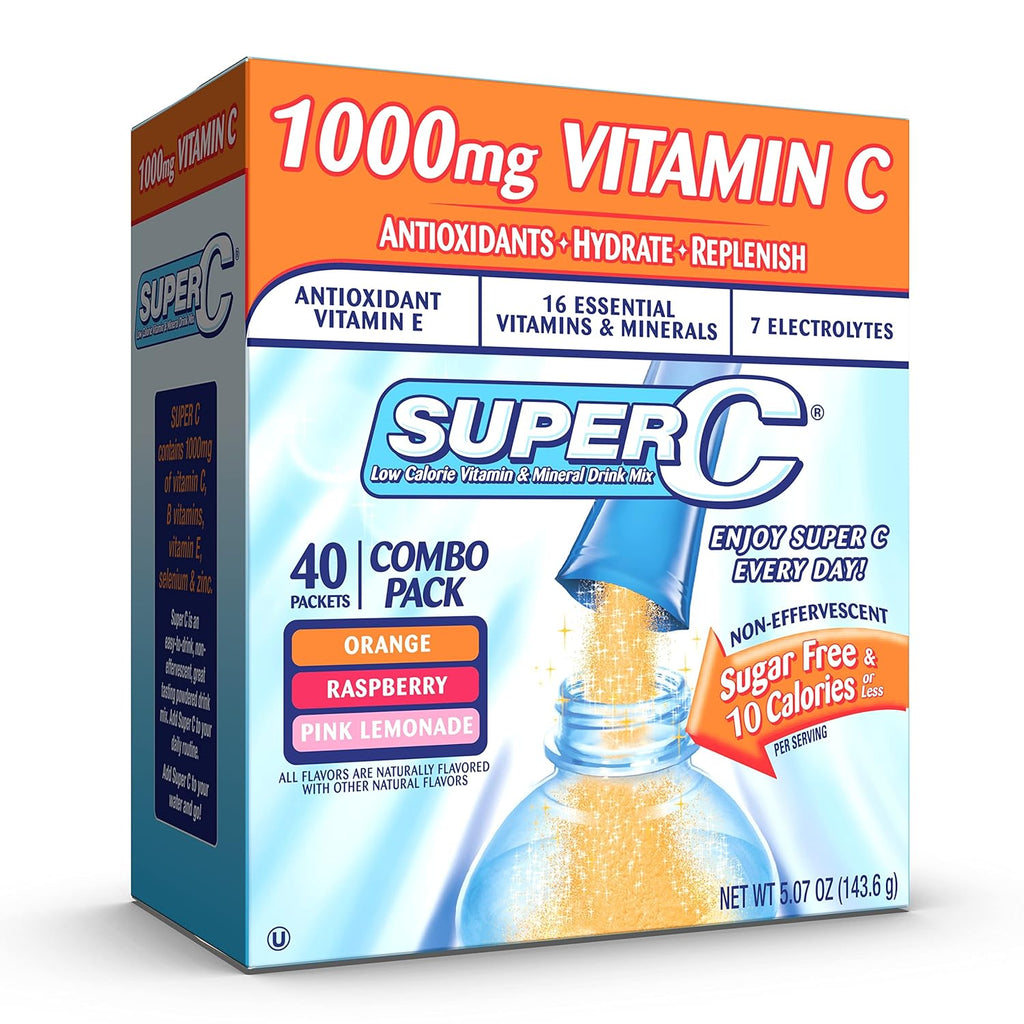 Super C Singles to Go - Pack Variado de 30 Sobres de Vitamina C en Polvo