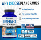 Omega 3 Fish Oil for Dogs - Aceite de Salmón para Perros - Suplemento para Piel, Pelaje y Articulaciones - 90 Cápsulas de Aceite de Pescado EPA DHA