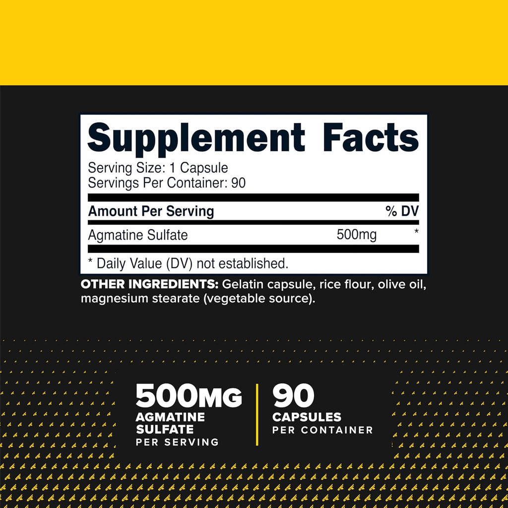 Primaforce Sulfato de Agmatina 500 mg, 90 Cápsulas - Suplemento No-GMO, Sin Gluten