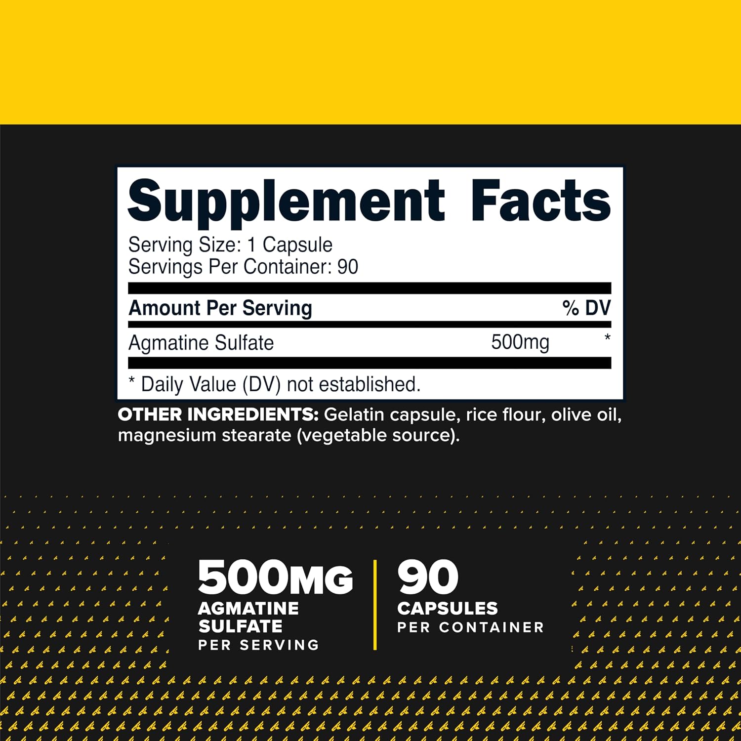 Primaforce Sulfato de Agmatina 500 mg, 90 Cápsulas - Suplemento No-GMO, Sin Gluten