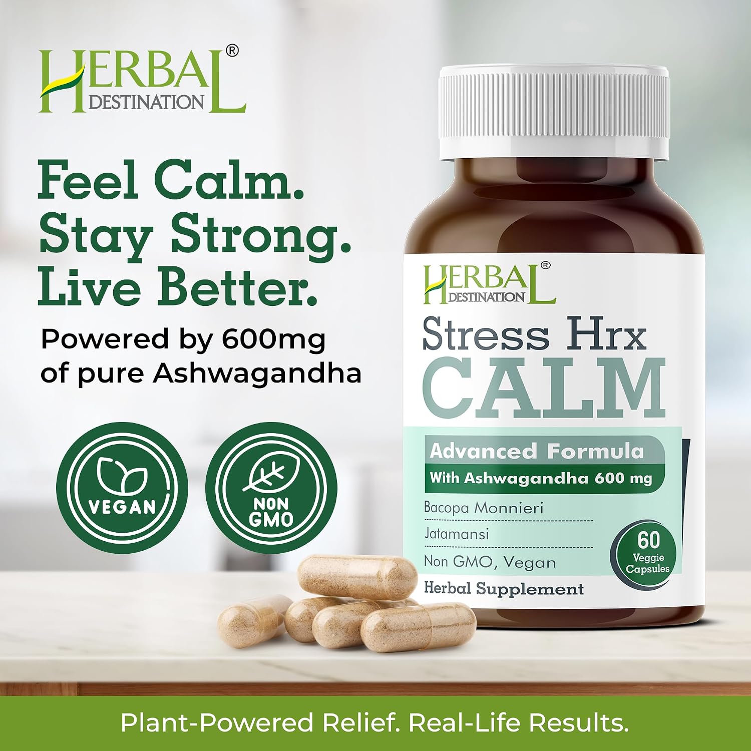 Stress Hrx, Ashwagandha Capsule, Destination Herbal Stress Relief - 60 Capsules