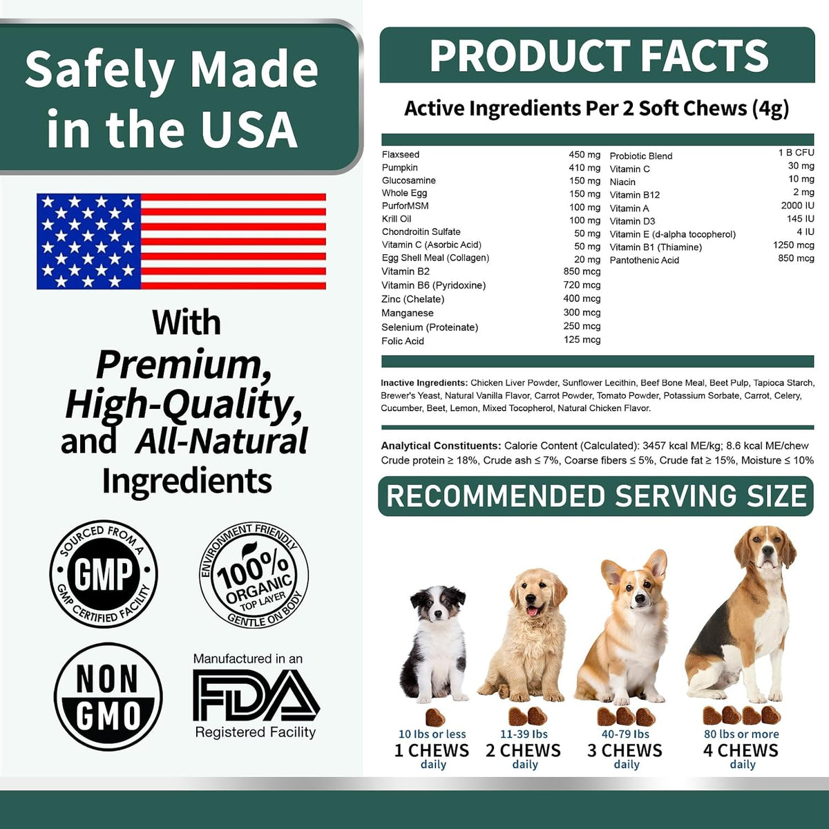 Dog Multivitamin, Glucosamine Chondroitin for Dogs, Dog Vitamins and Supplements, Probiotics, Krill Oil for Hip & Joints, – Image 6