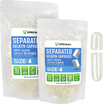 XPRS Nutra Cápsulas de Gelatina Vacías – Separadas y listas para usar: Al venir pre-separadas, ahorras tiempo y – Image 1
