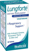 HealthAid LungForte 30 Comprimidos – Apoyo Pulmonar Antioxidante con NAC, Resveratrol, Aceite de Oliva, Tomillo y Vitaminas A, C y D3
