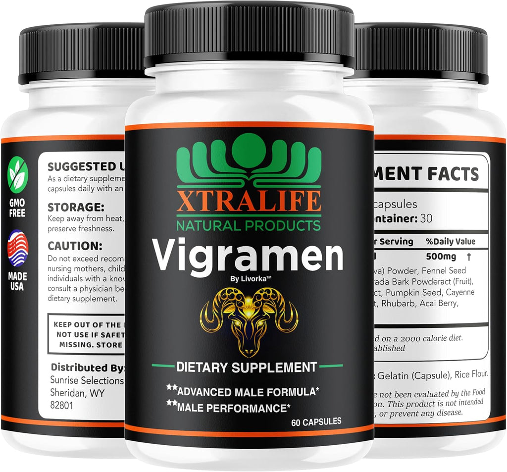 Vigramen Pills for Men - Cápsulas Multivitamínicas Naturales, 60 Unidades