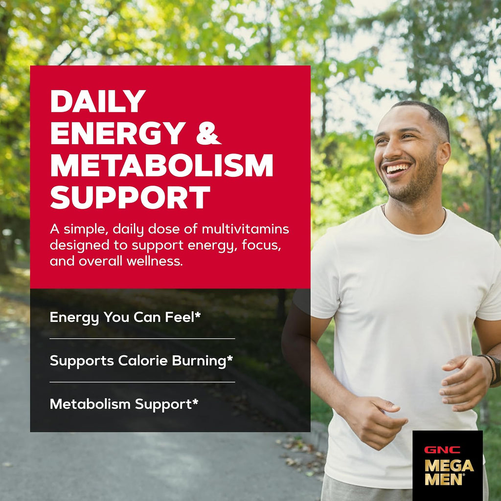GNC Mega Men Energy & Metabolism Multivitamínico para Hombres | Antioxidantes y Quema de Calorías | 90 Comprimidos