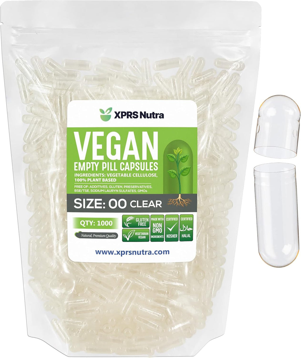 XPRS Nutra Cápsulas Vacías Veganas Tamaño 00 - 1000 uds. Transparentes