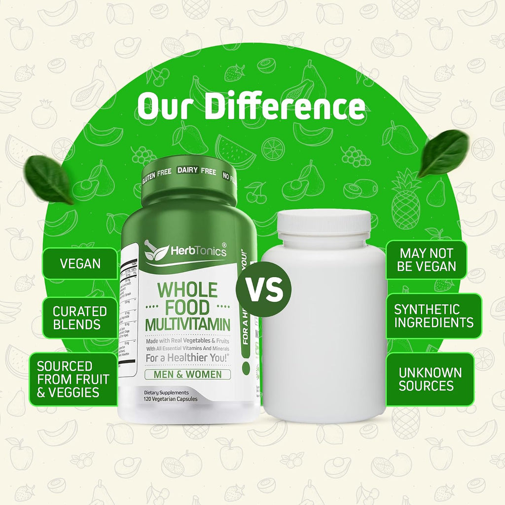 Herbtonics Multivitamínico Vegano Completo para Hombres y Mujeres - 120 Cápsulas