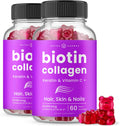 NutraChamps Biotin Gummies 5000mcg con Colágeno y Queratina - Gominolas para Cabello, Piel y Uñas - Pack de 2
