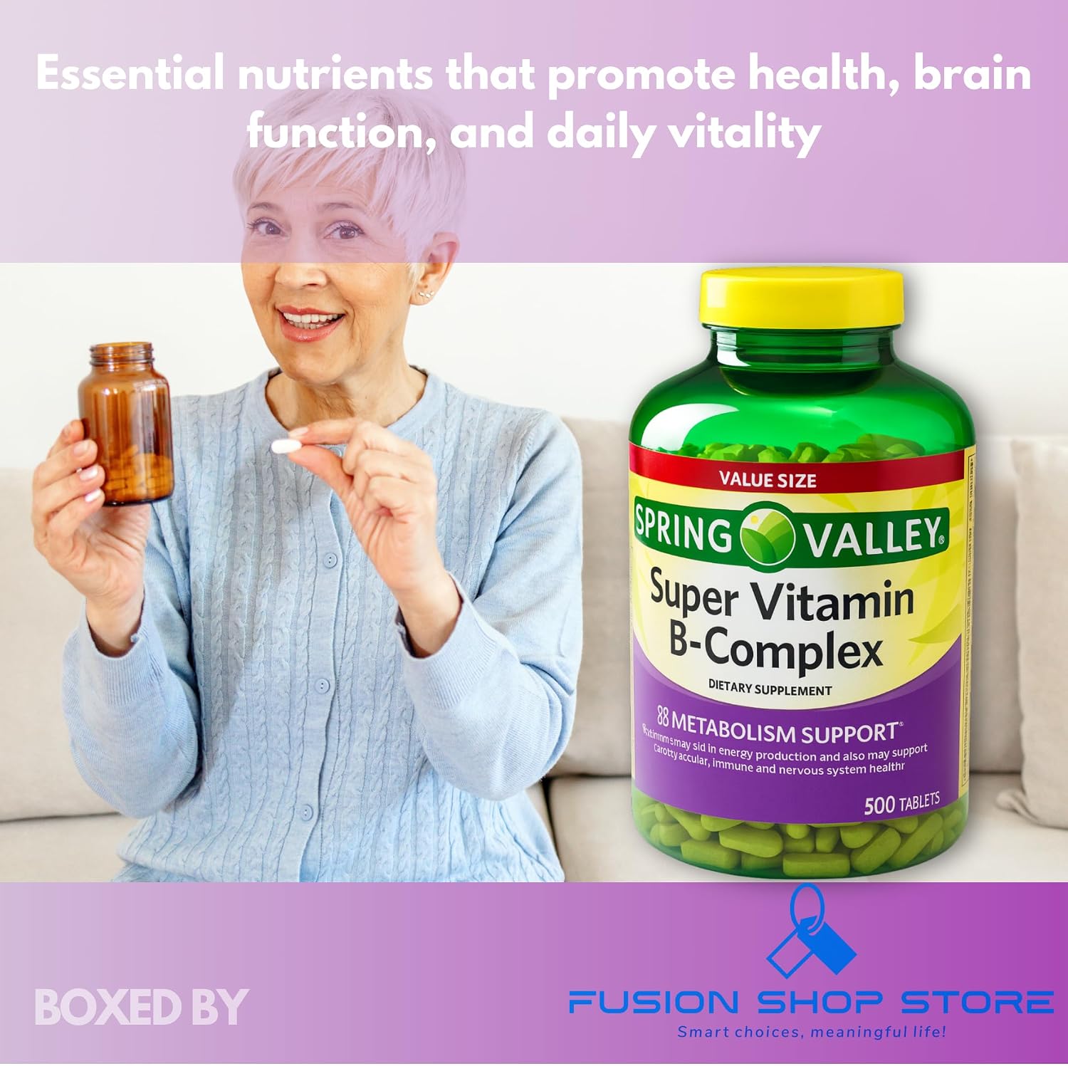 Super Vitamin B Complex - 500 Comprimidos - Complejo de Vitaminas B6, B12 y C